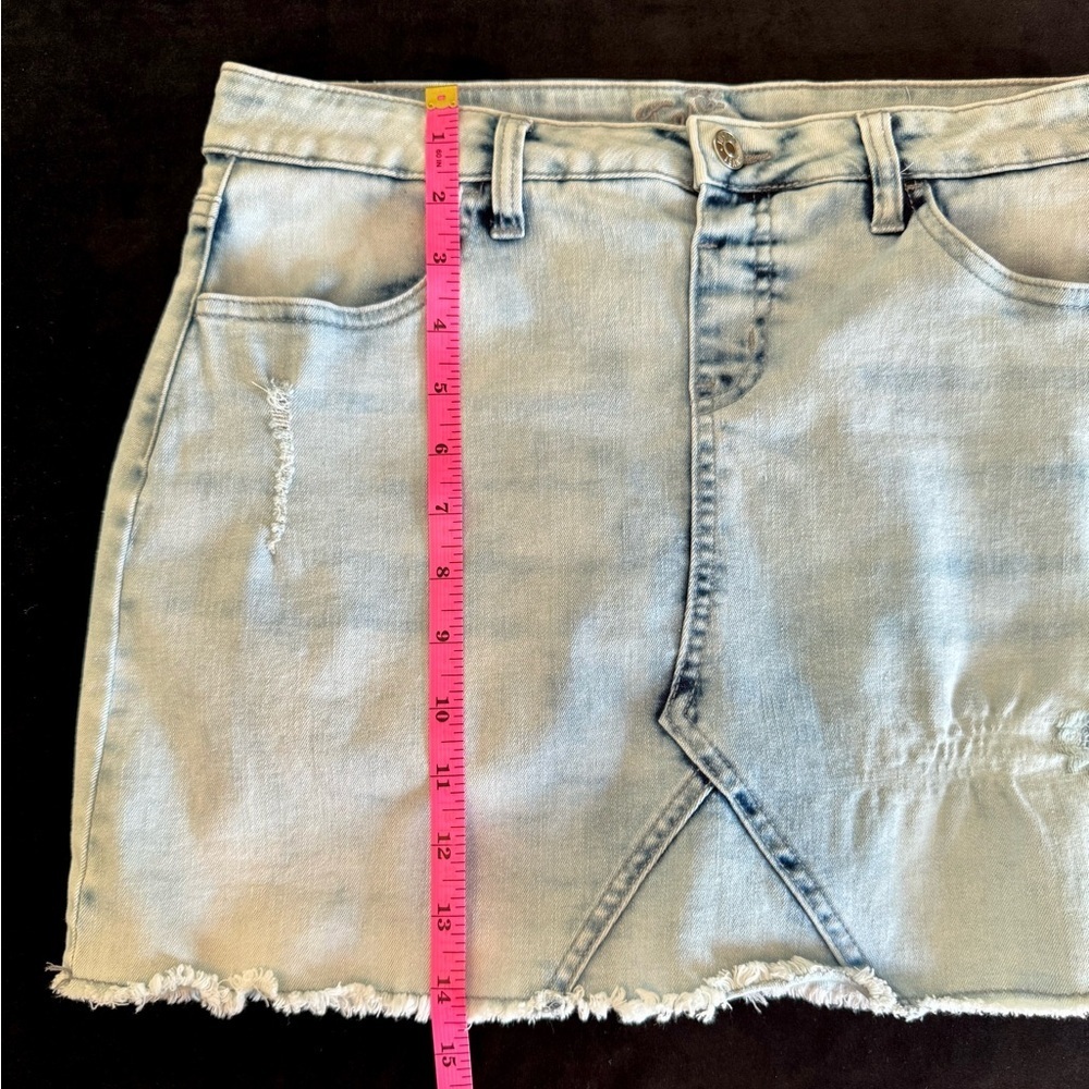 Justice Blue Asymmetrical Distressed denim Skirt with shorts underneath - Picture 9 of 9